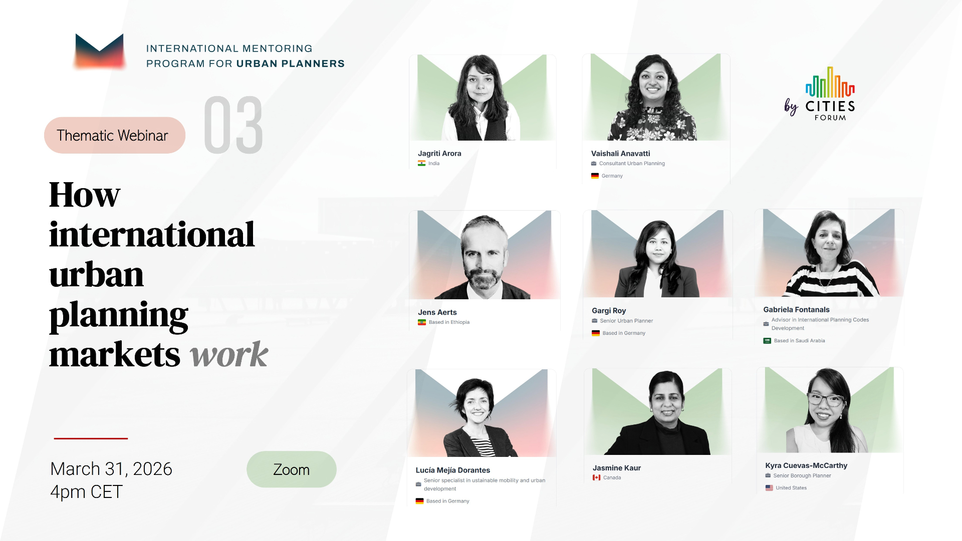 Thematic webinar 03 How international urban planning markets work, featuring mentors and mentees